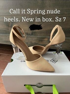 Call it Spring nude heels with clear heel sandal high heel NEW IN BOX